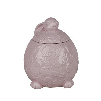 China Eco-friendly Rabbit Ceramic Jar Easter Bunny Canister Canister For Easter Home Decoration for sale