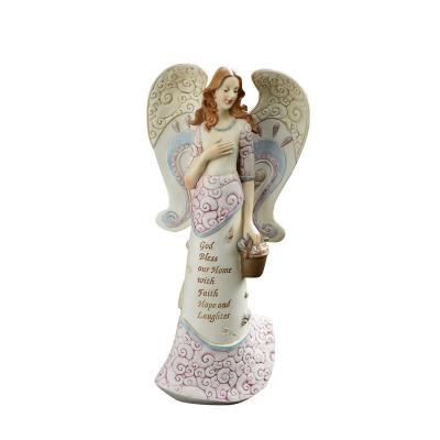 China Europe Factory Direct Resin Craft Memorial Guardian Angel With Wing,Polyresin Angel Figurine With Messages For Garden/Home Decor for sale