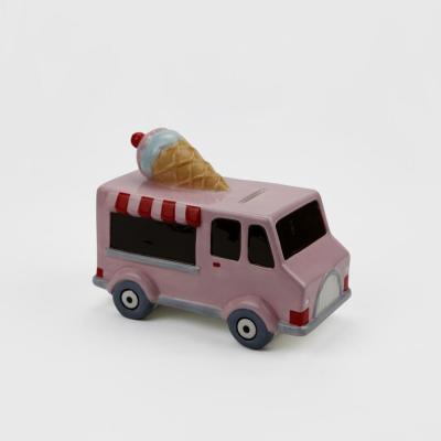 China Ice Cream Car Shaped Decorative Ceramic Ice Cream Car Shaped Coin Bank For Nursery Gifts for sale