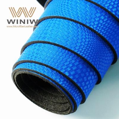 China 0.8mm Blau künstliches Vegan Leder Mikro PU Obermaterial für Schuhe zu verkaufen