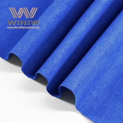 China 0.6mm Azul Micro Suede Materiais Veganos PU Suede Couro Para Estandes de Exposição à venda