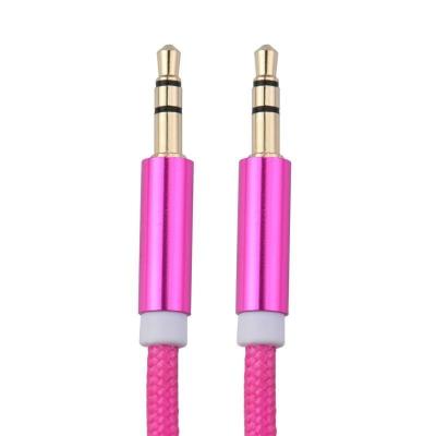 China Aluminum alloy 3.5m metal head nylon woven 3.5mm male car audio cable connection channel to car audio aux cable. masculine for sale