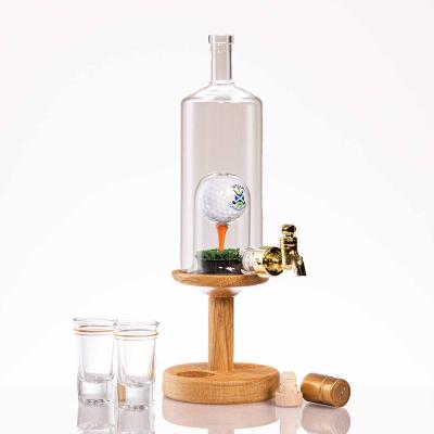 China Novelty Brand Designer Hot Selling Functional Sommelier Golfball On Tee Whiskey Bottle Lead Free Fine Dining Decanter for sale