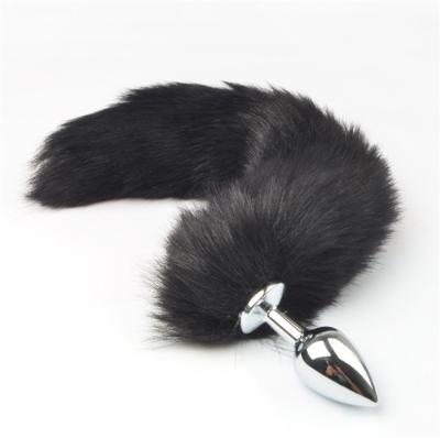 China White fox fun anal toy B4 tail butt plug metal artificial fur anal fox tail plug for sale