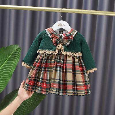 China 2021 Autumn Doll Washable Skirt Knitted Sweater Two-piece Dress Suit for sale