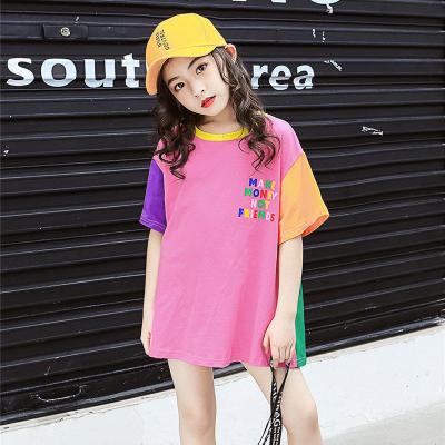 China 2021 New Summer Children Girls Long Sleeve T-shirt Short Dress Big Letter Breathable Casual Cute Round Neck Cartoon for sale