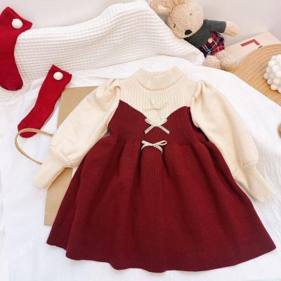 China Lovely Breathable Girls Clothes Set 2021 Autumn Winter Style Dress Cotton Children Clothing Set Floral Plush Knitted Skirt Skirt for sale