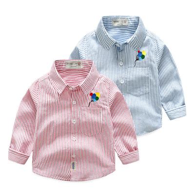 China Anti-pilling children's new anti-pilling embroidery lapel striped shirt boutique children's long-sleeved tops and boys cotton clothing autumn cartoon for sale