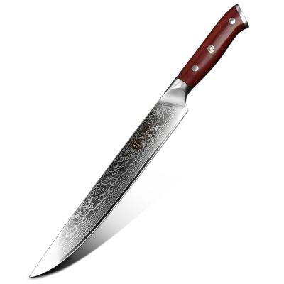 China Viable Kitchen Carving Chef Knife Gold Supplier 67 Layers Damascus Steel Kitchen Cut Daily Use Or Promotion Gift Carbon Steel 10 Inch for sale