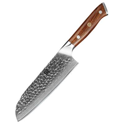 China 67 Layers Santoku Steel Knife Kitchen Damascus Professional Viable With Desert Ironwood for sale