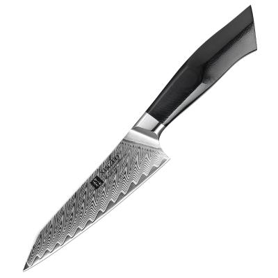 China 5 Inch Damascus Steel Sustainable Kitchen Fruit Serving Knife With Handle Premium G10 for sale