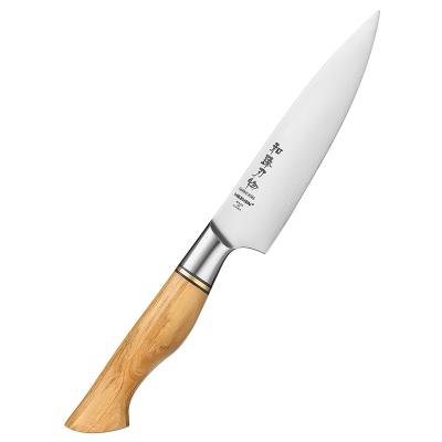 China Durable Sandvik 14C28N Stainless Carbon Steel 5 Inch Utility Kitchen Knife With Nature Olive Wood Handle for sale