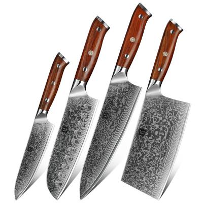 China Viable Professional Japanese Steel 4pc Damascus Kitchen Knife Set for sale