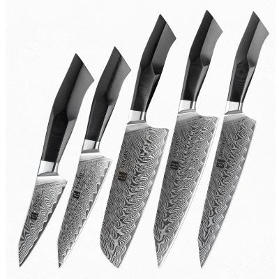 China Sustainable Professional Kitchen Damascus Steel 5 Pcs Chef Knife Set With Handle Group Of Ten Japan Knife for sale