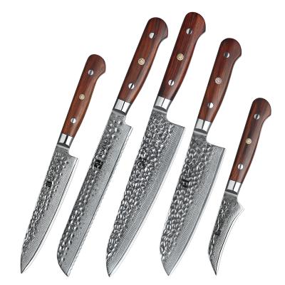 China Disposable Professional Japanese 5PC Damascus Steel Kitchen Knife Set for sale