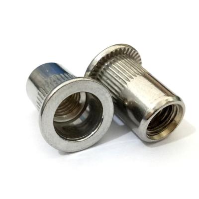 China General Industry 304 Stainless Steel M6 M8 M10 Flat Head Knurled Rivet Nuts for sale