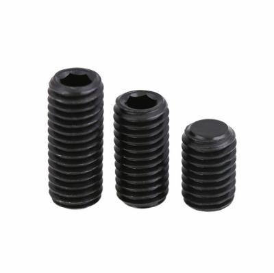 China Matt Black Oxide DIN913 Grede 12.9 Worm Thread Screws M4 Hex Socket Set Screws With Flat Point for sale