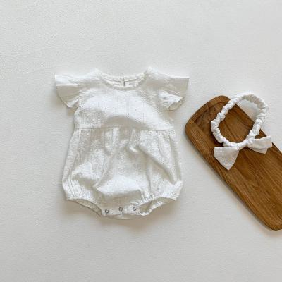 China 2021 casual high quality woven baby handband cotton + organic romper two-piece jumpsuit baby clothes for sale