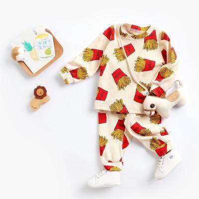 China 2022 new arrival autumn winter pajamas pattern printed breathable chips two pieces of children's clothing for sale