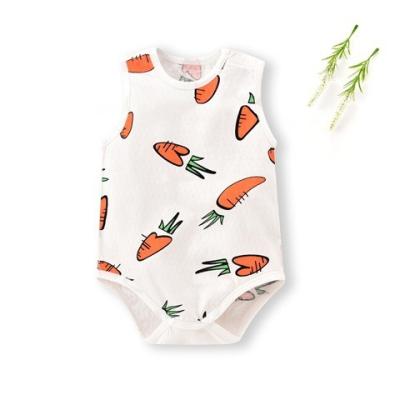 China 2021 Breathable Summer Cotton Sweater Nap Button Cloth Baby Stringal Net Rompers Sleeveless Rompers for sale