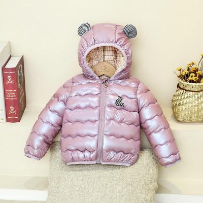 China Anti-wrinkle 2021 winter high quality cartoon pattern embroider cute solid zipper hoodies winter style warm jacket for kids for sale