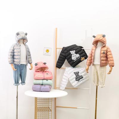 China 2021 new arrival Anti-wrinkle candy color thick warm zipper colsed embroidery decoration animal winter kids stripper jackets for sale