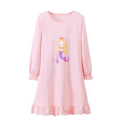 China Cartoon Printed Pattern Autumn Girl Dress Solid Nightgowns 2021 New Arrival Breathable for sale