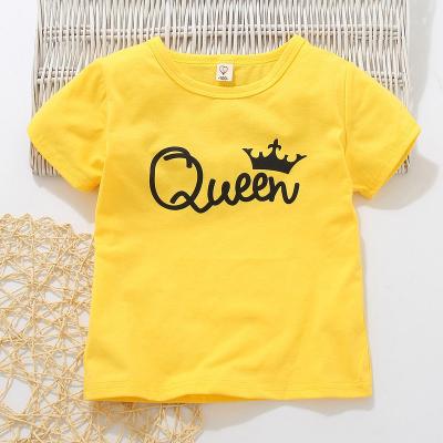 China 2021 fashion summer casual style unisex breathable solid yellow 100% cotton letter printed short sleeve girl T-shirt for sale