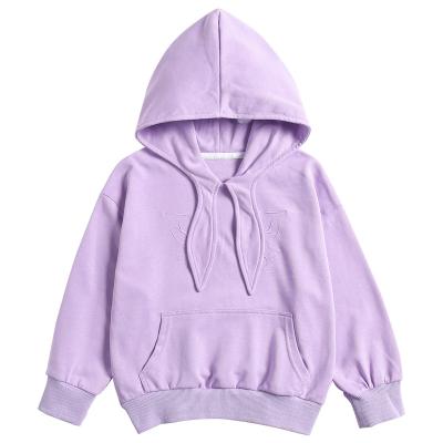 China Breathable High Quality Cute Collar Style Cute Rabbit Ears Decoration Sweatshirts Girls Purple Croptop Hoodies Oversized Pullover for sale