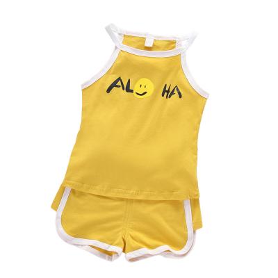 China 2021 Casual Casual Two Colors Sport Sleeveless + Shorts Baby Clothing Set for sale