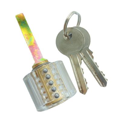 China Lockpicking Skills Practice Lock Pick Set 2pcs Picks+ Transparent Padlock With Nylon Bag for sale