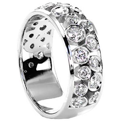 China Eternity Huitan Manufactures Hot Shiny Round Silver Eternity Of Many Lady Girls Daily Trendy Rings Large Zircon Double Row Rings for sale