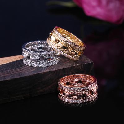 China Huitan HOT Trendy Fashion Cut Out Anillos Unisex Fine Band Rings Silver Gold Wholesale Lady Hot Girl Simple Daily Rings Women Men for sale