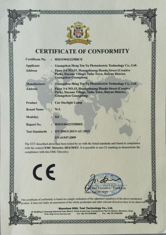 CE - Guangzhou Heng Ten Yu Photoelectric Technology Co., Ltd.