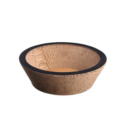 China Cats Customized Reinforced Corrugated Black Edge Eco-Friendly Paper Bowl Cat Scratcher for sale