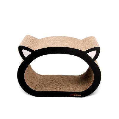 China 2021 Viable Cat Head Shaped Board Scratching Hot Product Corrugated Nest House Pet Furniture Paper Toy for sale