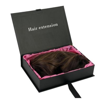 China Recycled Materials Customize Foldable Magnetic Bow Closure Ribbon Gift Cardboard Luxury Shipping Paper Box For Wigs for sale