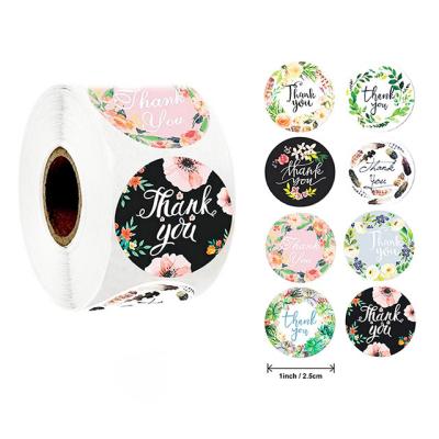 China 500pcs Sticker Decoration Wedding Anti-Counterfeiting Custom Sticker Roll Round Floral Stickers Scrapbooking For Package Seal Labels for sale