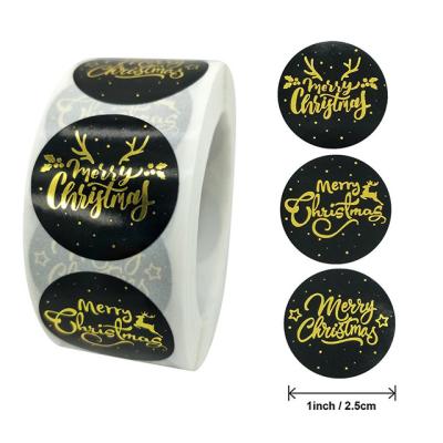 China 500Pcs Merry Christmas Anti-Counterfeit Stickers 1.5 Inch Round Decorative Sealing Label Stickers Christmas Sticker Roll For Card Envelope for sale