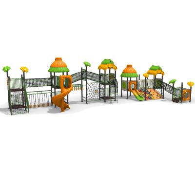 China Park Customized Outdoor Playground With Tubes Climbing Rope Nets And Plastic Slide For Kindergarten for sale