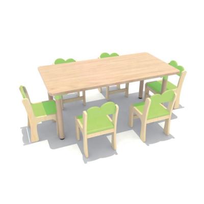 China Eco-friendly Qiaoqiao oak rectangle table chair set wooden children table chairs child care center furniture for sale