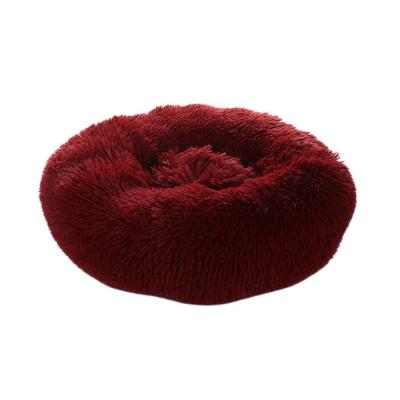 China Viable Soft Warm Round Plush Donut Plush Pet Beds Plush Cushion Sofa Cat Dog Bed for sale