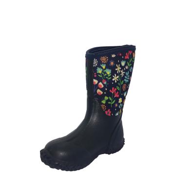 China 2021 Anti-odor Children's Cute Noise Printed Neoprene Rain Boots Waterproof Rubber Boots for Kids and Teenagers for sale