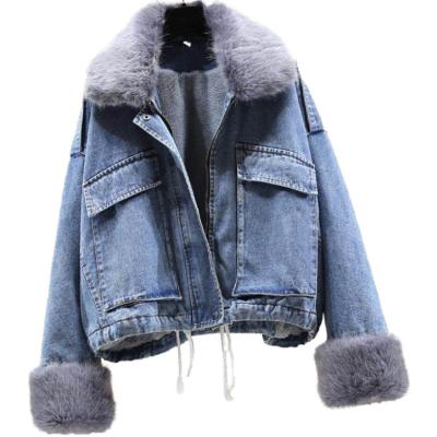 China Wholesale High Quality Breathable Ladies Winter Lattice Jacket With Fur Stylish Denim Jacket For Women for sale