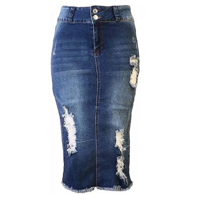 China Wholesale Sexy Plus Size High Waist Distressed Denim Skirts Womens for sale