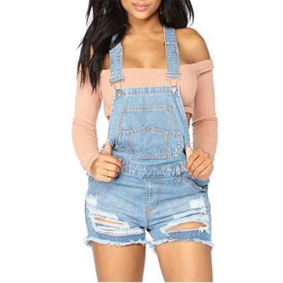 China China denim factory price vintage QUICK DRY blue ripped denim overalls women short set for sale