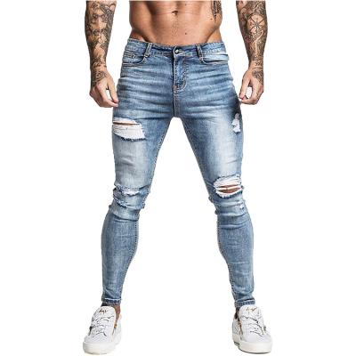 China 2020 factory price fashion breathable boys ripped denim pants stretch slim fit men jeans for sale