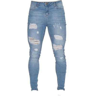 China 2020 Factory Price Breathable Fashion Ripped Stretch Denim Blue Mens Jeans for sale