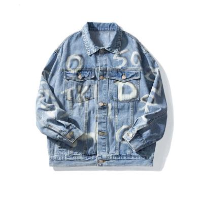 China New QUICK DRY fashion teenage hot sale spring street jacket print loose casual British paint denim jacket couples upper wear for sale