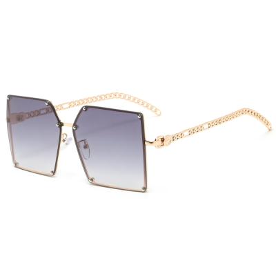 China Fashion Sunglasses Shape Women Metal Sunglasses 2021 Big Frame Shield Sun Glasses Uv400 for sale